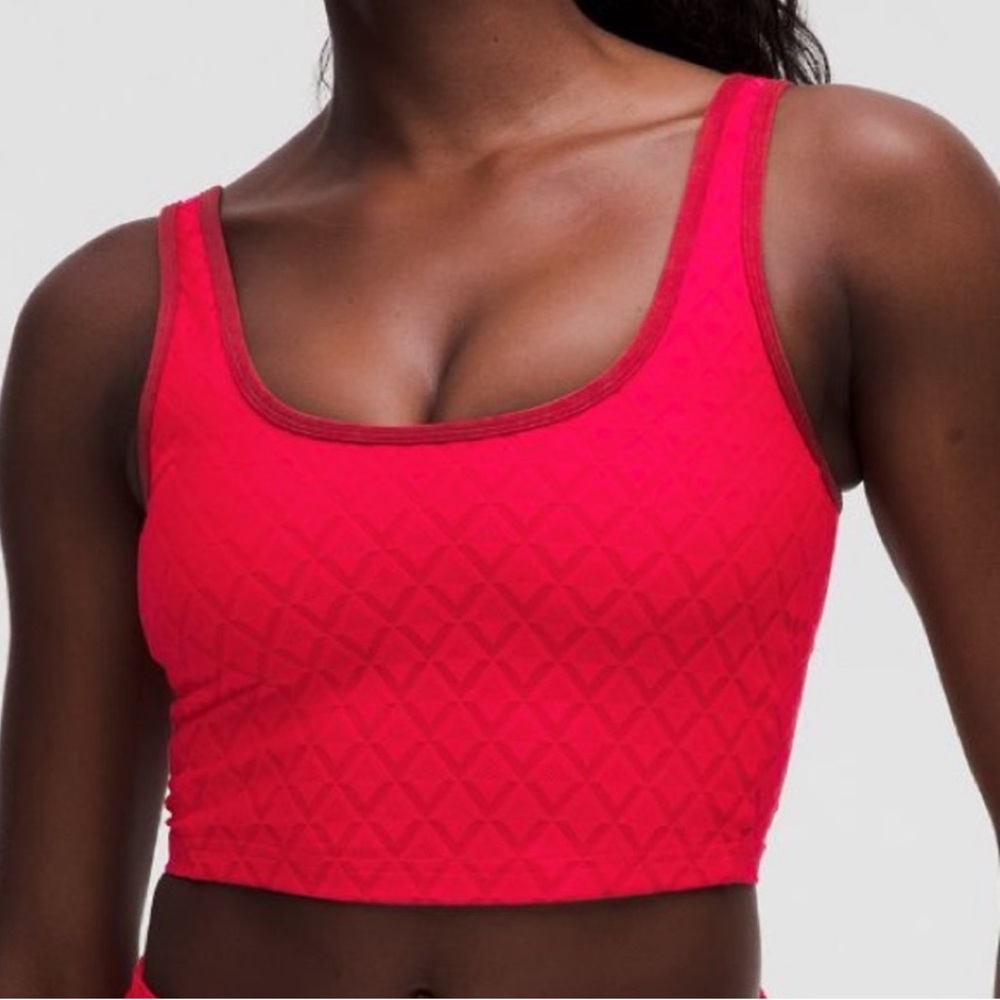 🔻lululemon TEXTURED MESH TENNIS TANK Sports Bra in Dark Sport Red Size Small NWT